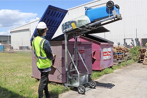 Liftmaster's Rugged powered bin lifter/tipper