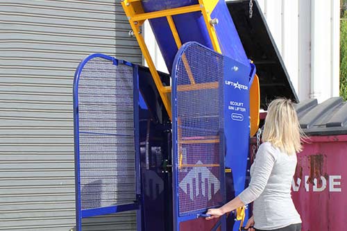 Liftmaster's Ecolift bin lifter and tipper has a lift-and-tilt motion
