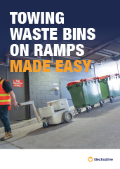 Towing waste bins on ramps