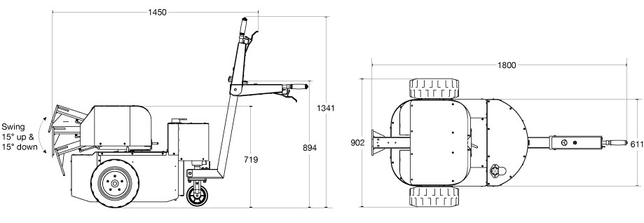 A diagram of the Tug Rise with its dimensions